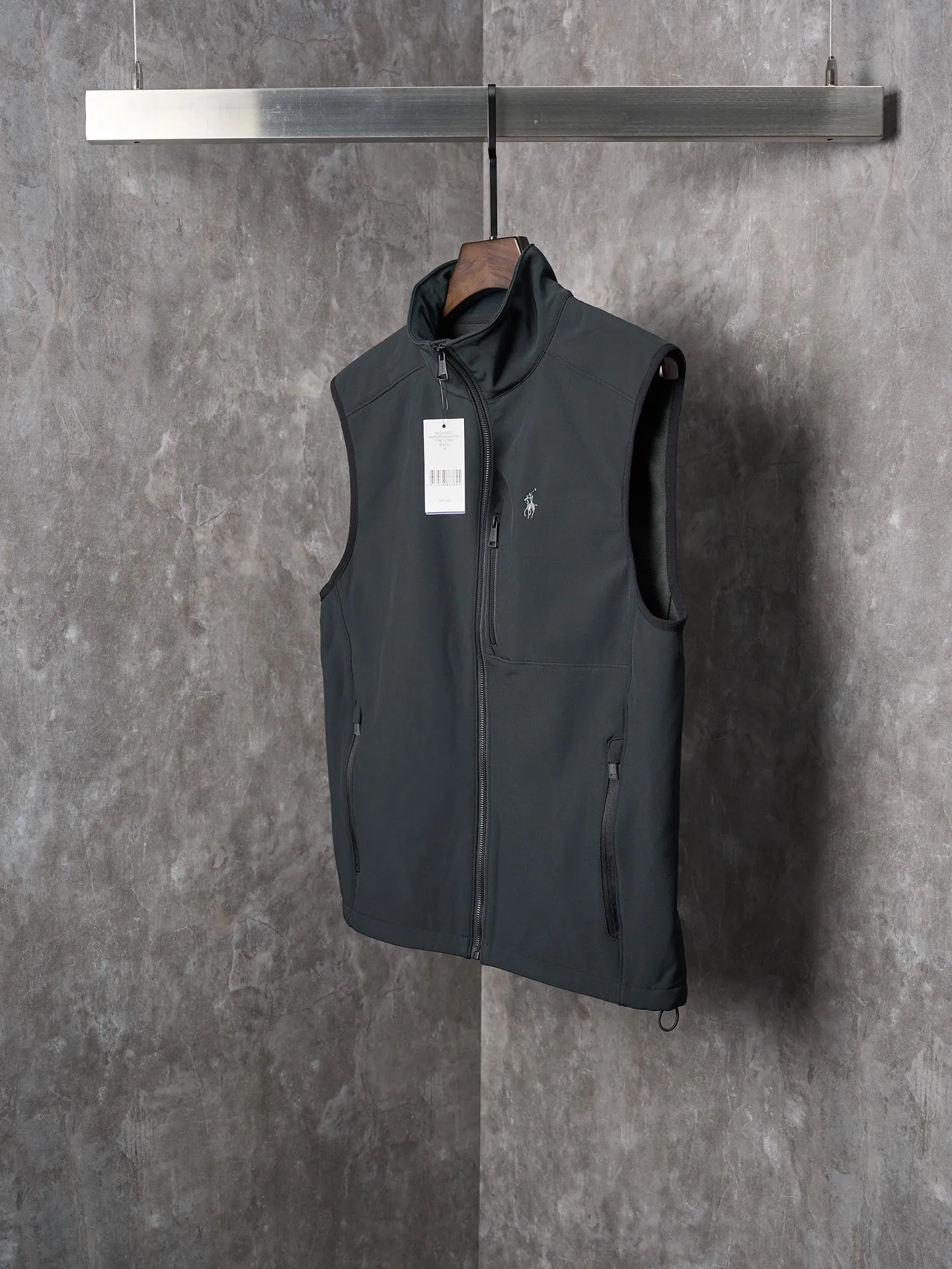 P380 Actual hanging auction】Ralph Lauren/Ralph Lauren technical fabric solid color logo embroidered zipper collar vest cardigan [Ready stock] XS S M L